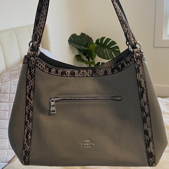 Coach C6830 Kristy Shoulder Bag Pebbled Leather Purse Signature Canvas - Picture 1 of 10